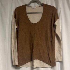 Madewell Brown and Cream Long Sleeve Knit Sweater